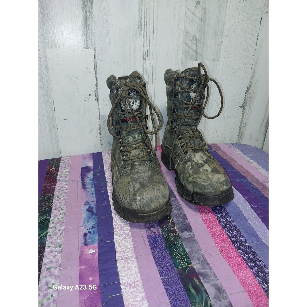 Mens Georgia Boots Thinsulate Ultra 400 Size 4M Boots - Waterproof  G2564 Camo